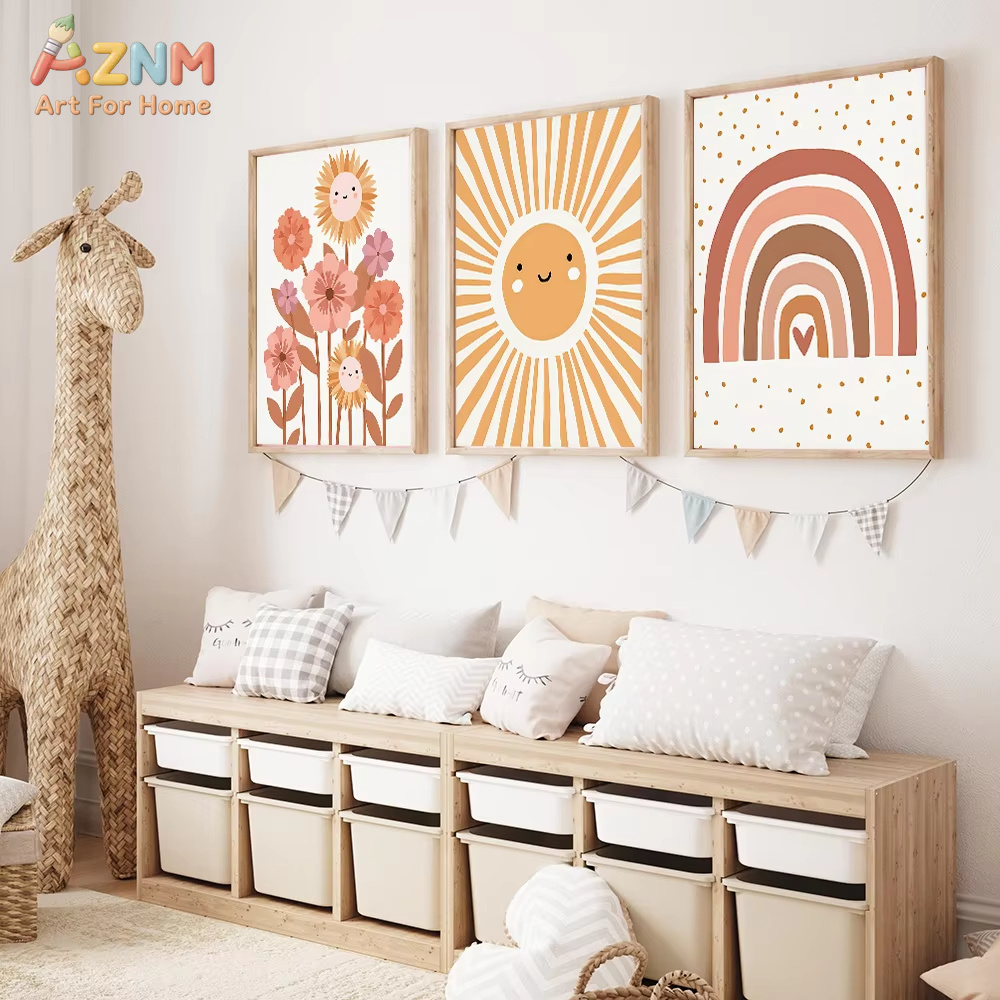 Baby Nursery Neutral - لوحة فنية قماشية بوهو من AZNM