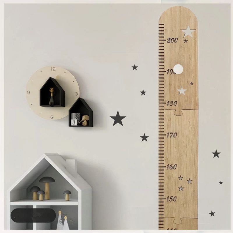 Baby Nursery Vinyl - 5 أوراق الشمال خشبية الاطفال الارتفاع