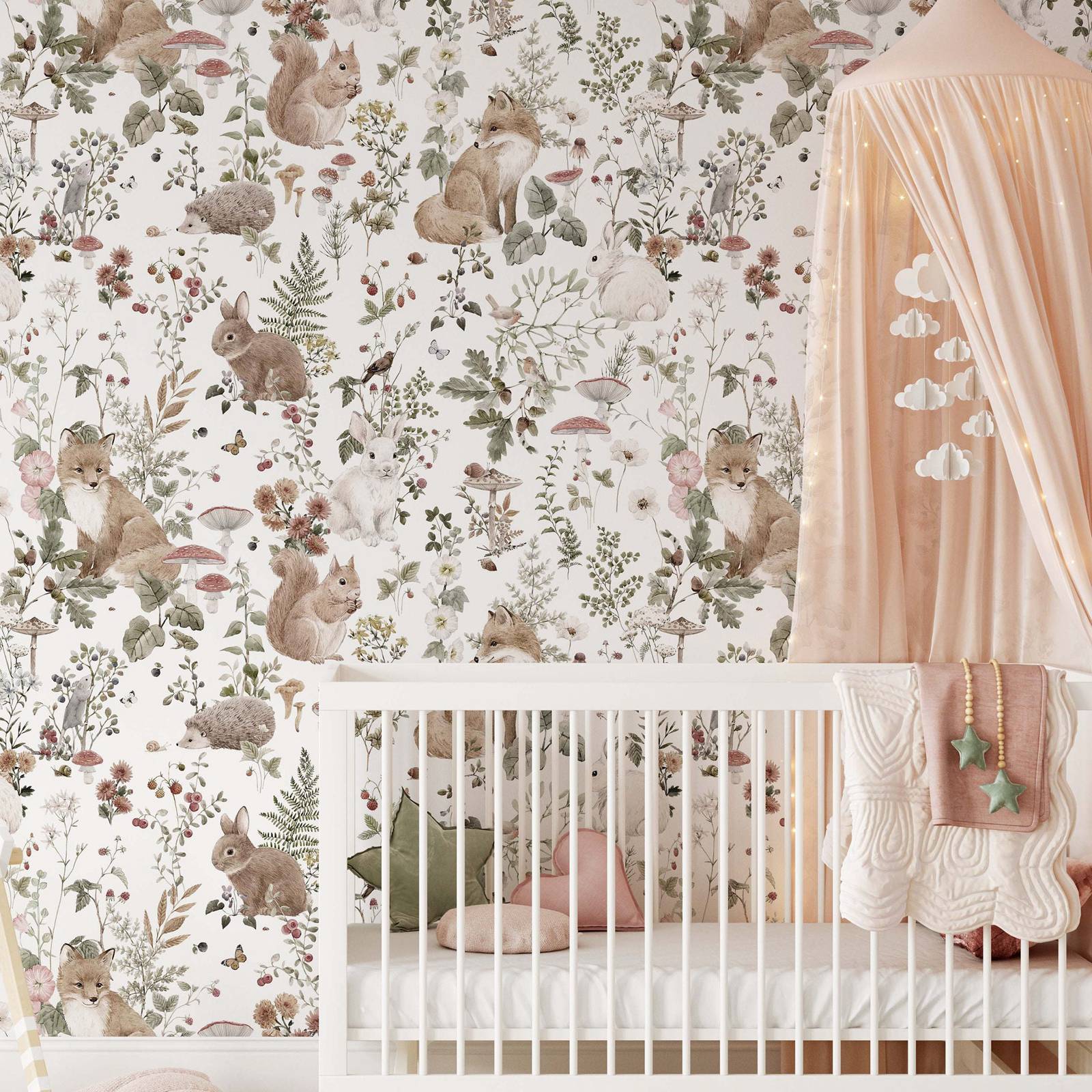 Baby Nursery Vintage - Forest Babies MuraL، ورق جدران كبير