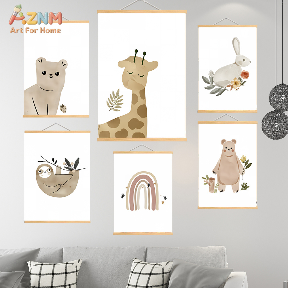 Baby Nursery Neutral - لوحة فنية جدارية قماشية بتصميم بوهو