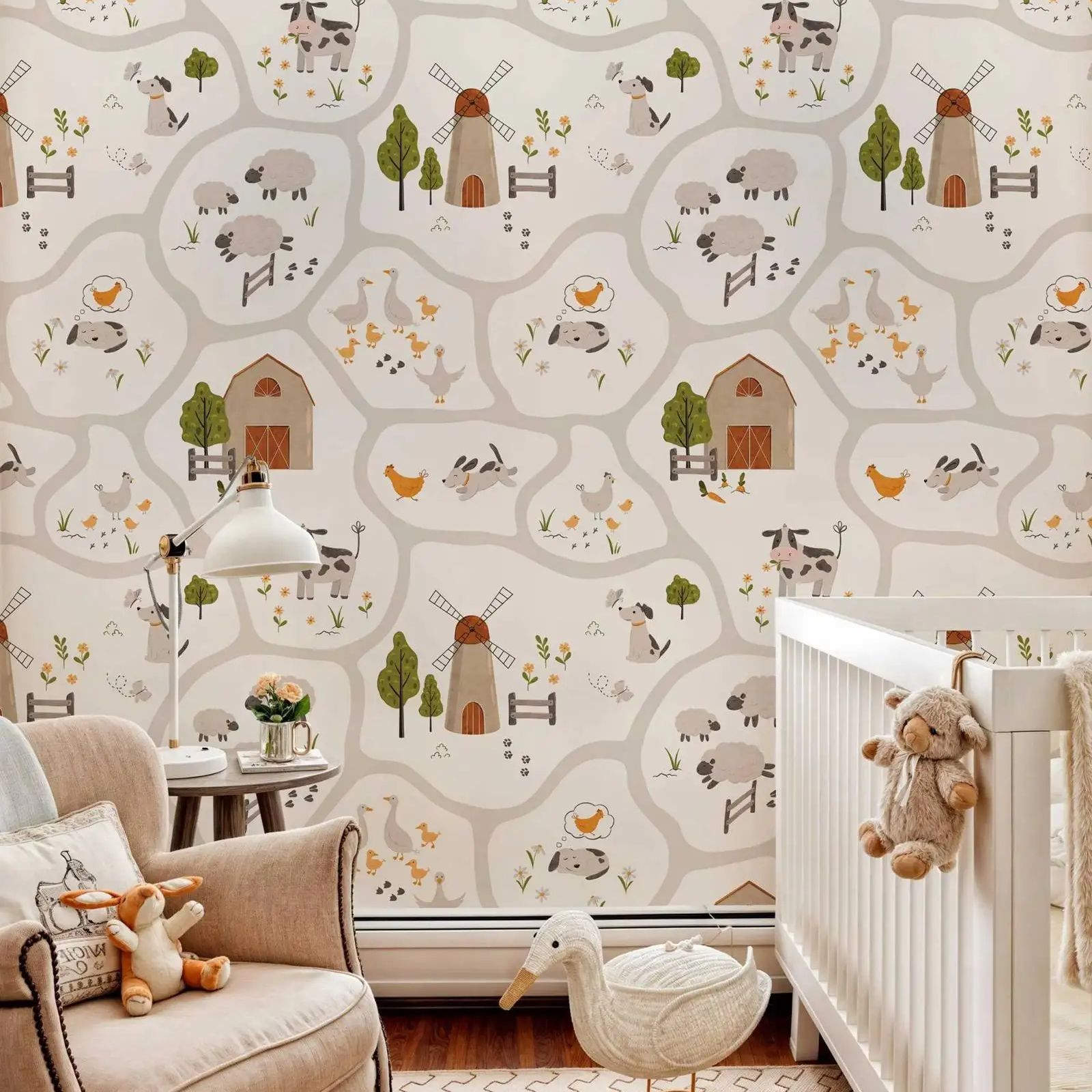 Baby Nursery Peel And Stick Wallpaper - ورق حائط لطيف على شكل حيوانات