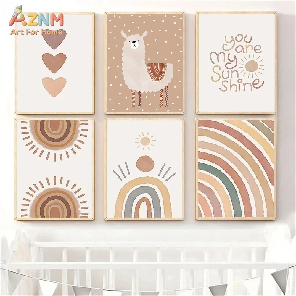 Baby Nursery Posters - AZNM بوهو ملصق حائط قماشي بتصميم