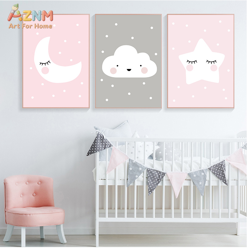 Baby Nursery Neutral - لوحة فنية قماشية مطبوعة بتصميم كرتوني
