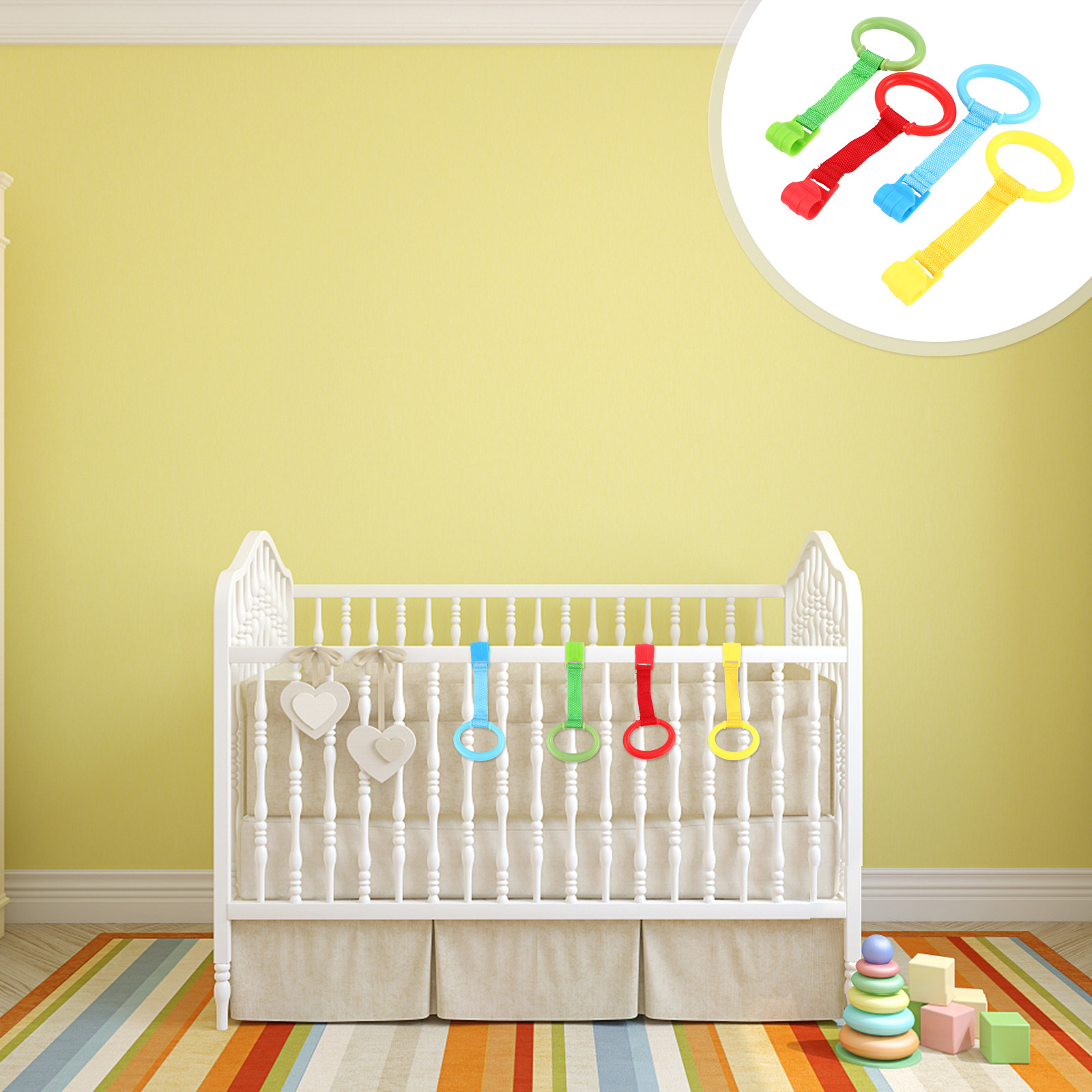 Baby Nursery Crib - 4 قطع حلقات سحب يدوية قوية