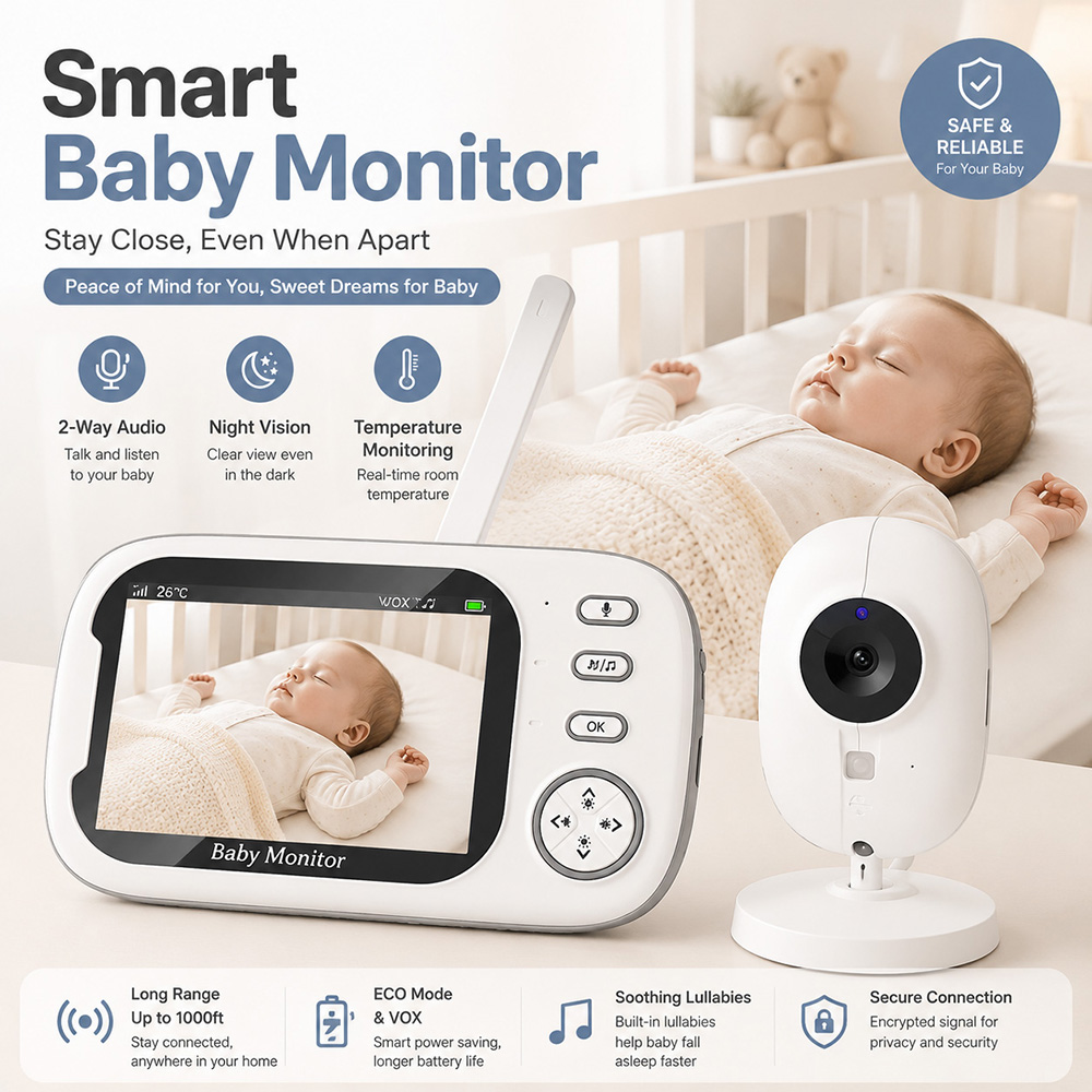 Wearable Baby Monitor - جهاز مراقبة الأطفال بشاشة 3.5 بوصة