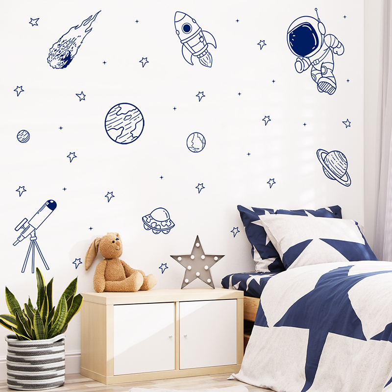 Baby Nursery Vinyl - ملصق حائط على شكل كارتون يونيفرس
