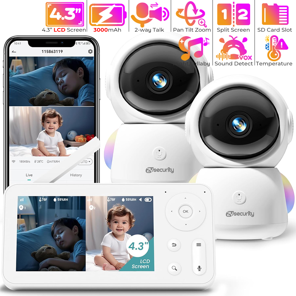 Wearable Baby Monitor - جهاز مراقبة الطفل 2K مع كاميرتين