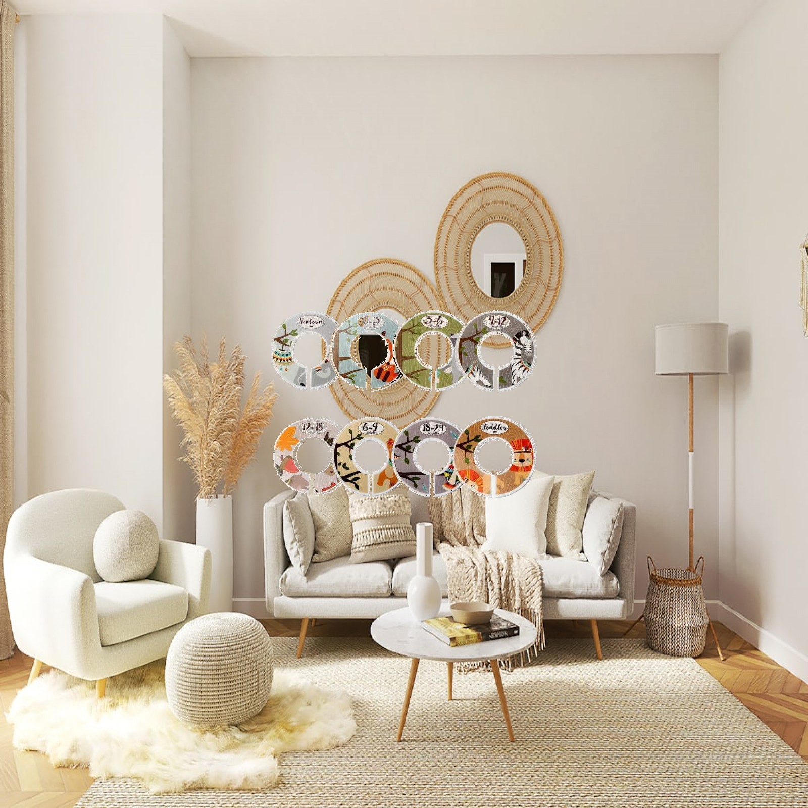Baby Nursery Closet - فواصل مقاسات الملابس البلاستيكية الدائرية، منظمات
