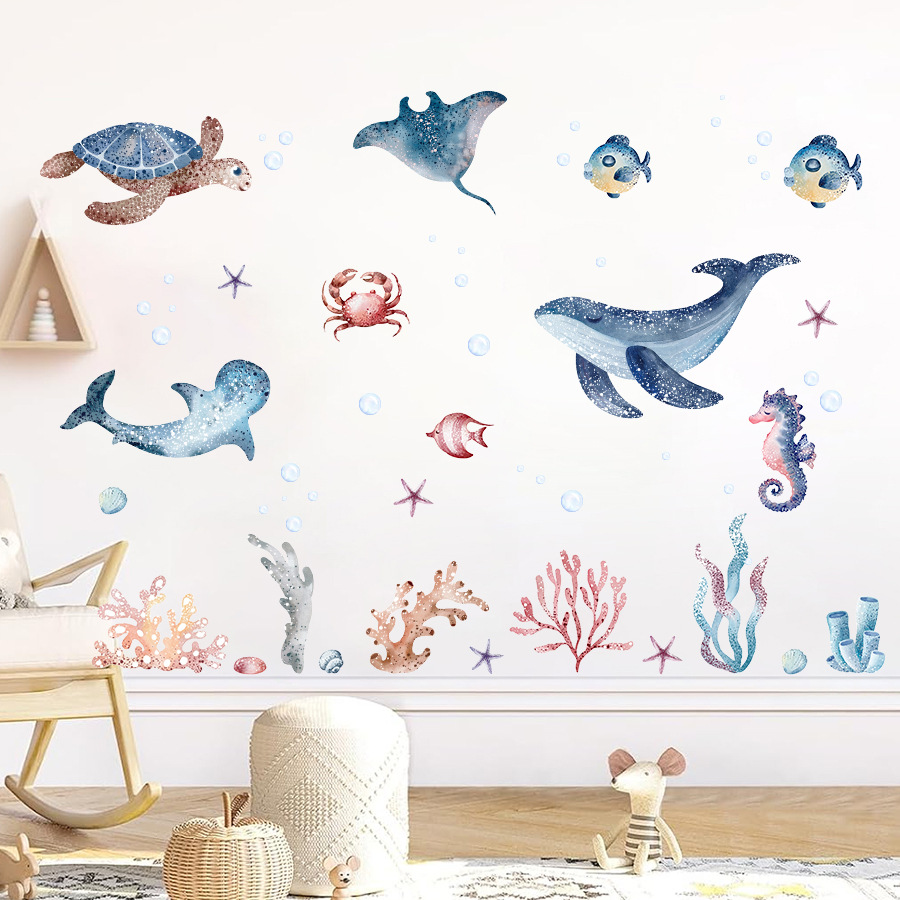 Baby Nursery Under The Sea - ملصق جدار السلاحف البحرية فرس البحر