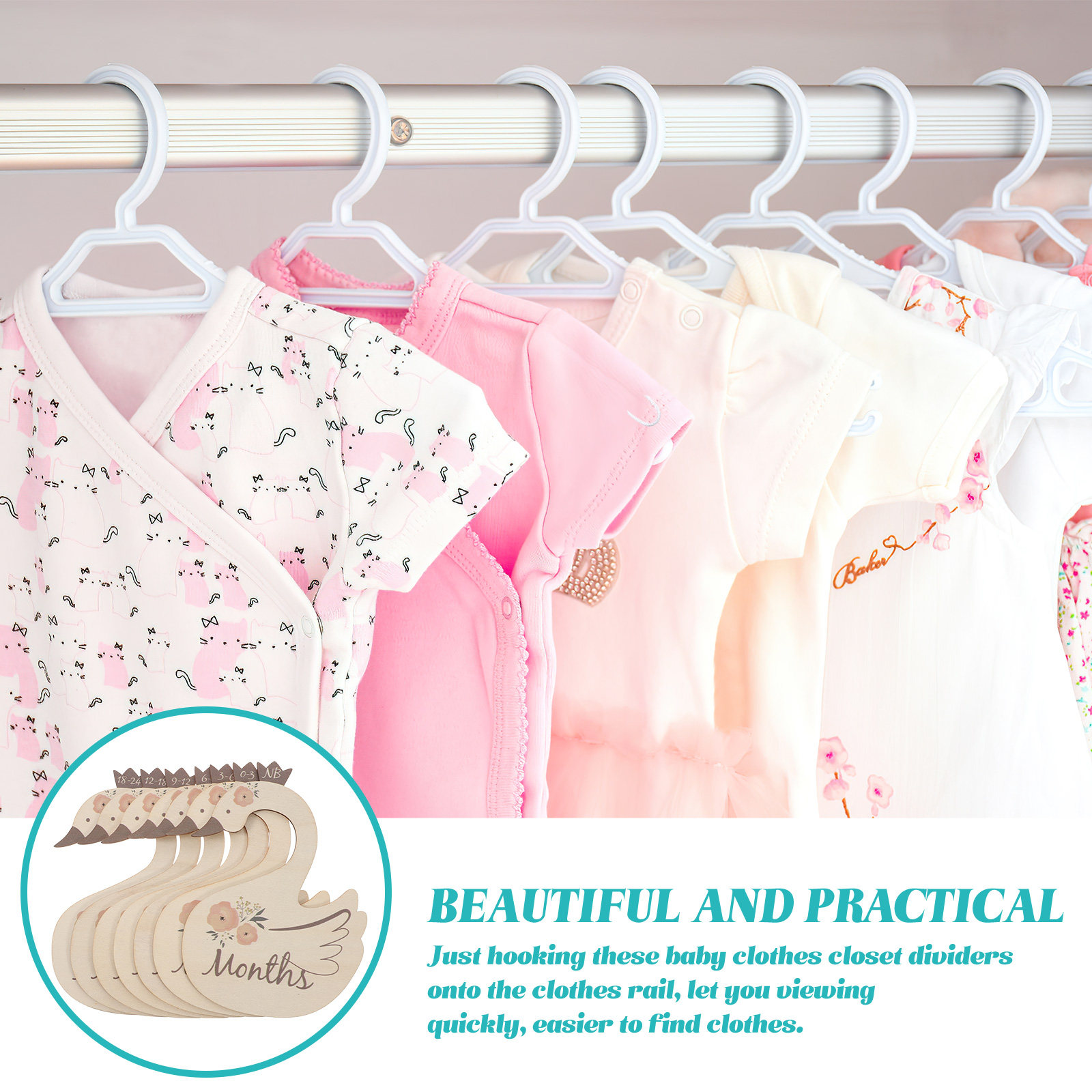 7 قطع من فواصل المقاسات الخشبي - مراجعة Baby Nursery Closet وسعره