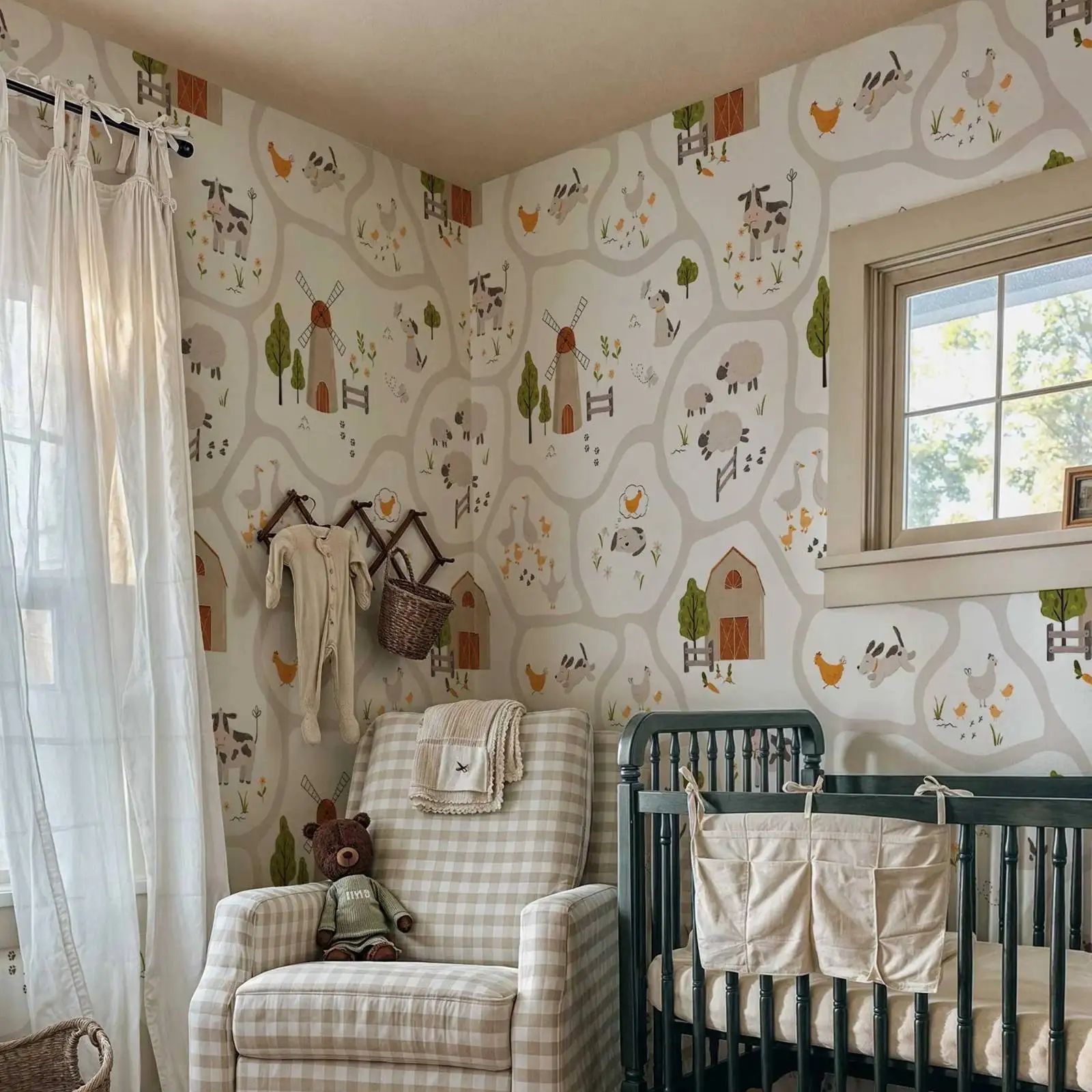 ورق حائط لطيف على شكل حيوانات  - مراجعة Baby Nursery Peel And Stick Wallpaper وسعره