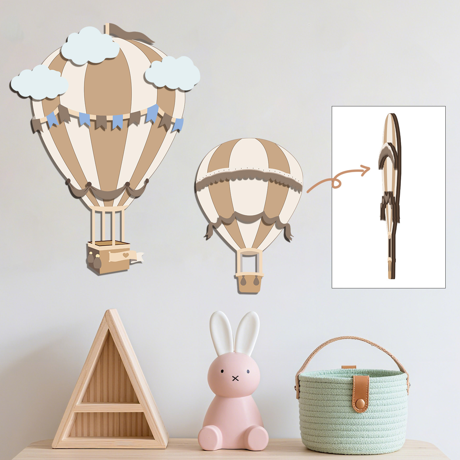 ديكور حائط خشبي على شكل منطاد  - مراجعة Baby Nursery Neutral وسعره