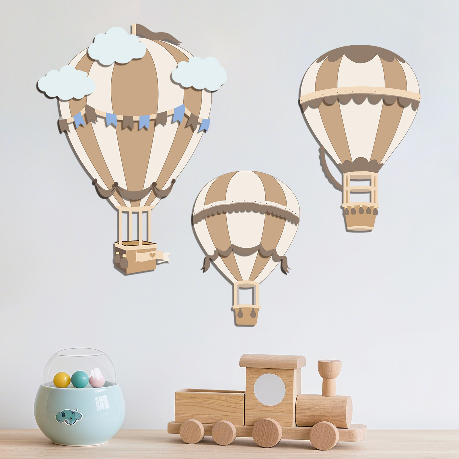 ديكور حائط خشبي على شكل منطاد  - مراجعة Baby Nursery Neutral وسعره