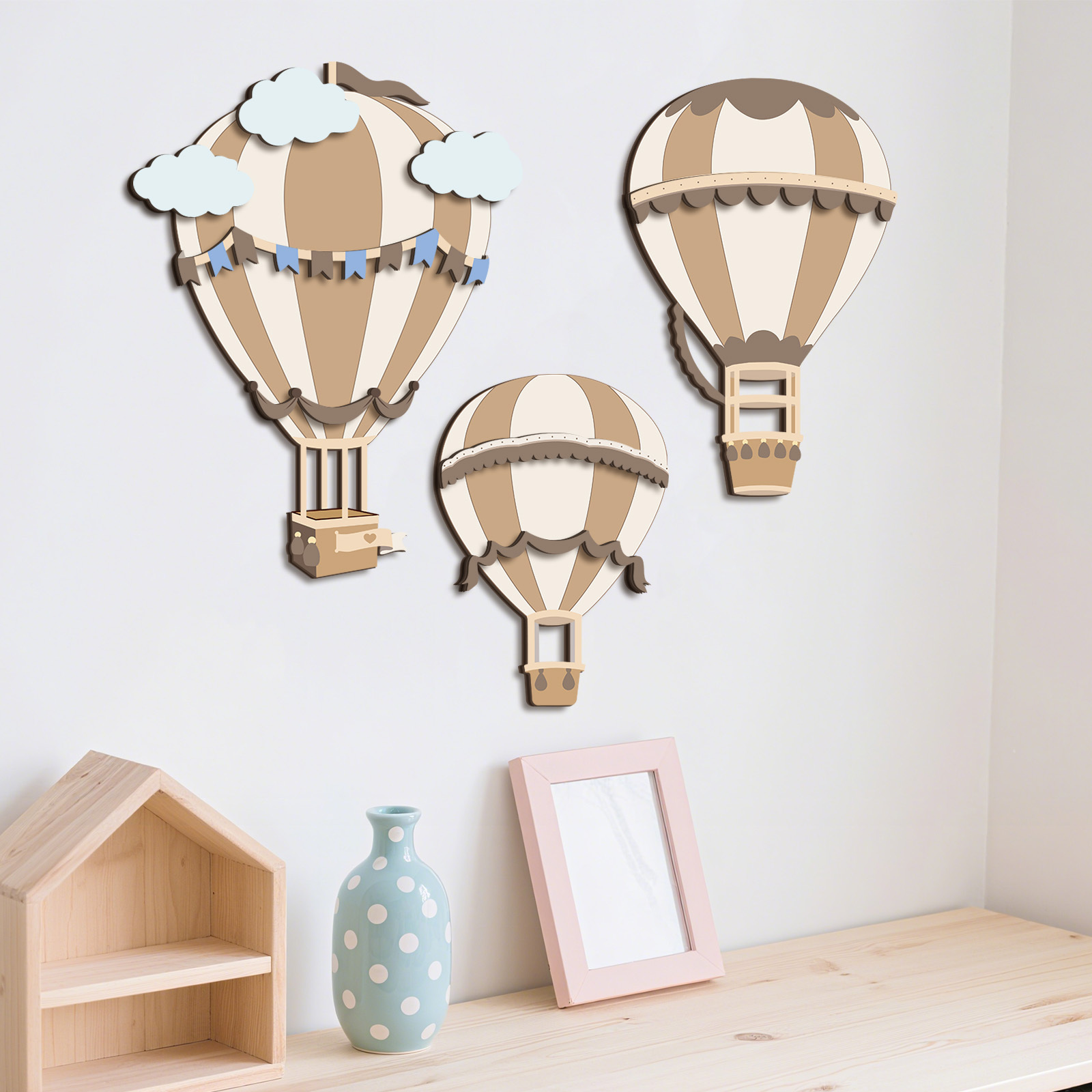 ديكور حائط خشبي على شكل منطاد  - مراجعة Baby Nursery Neutral وسعره