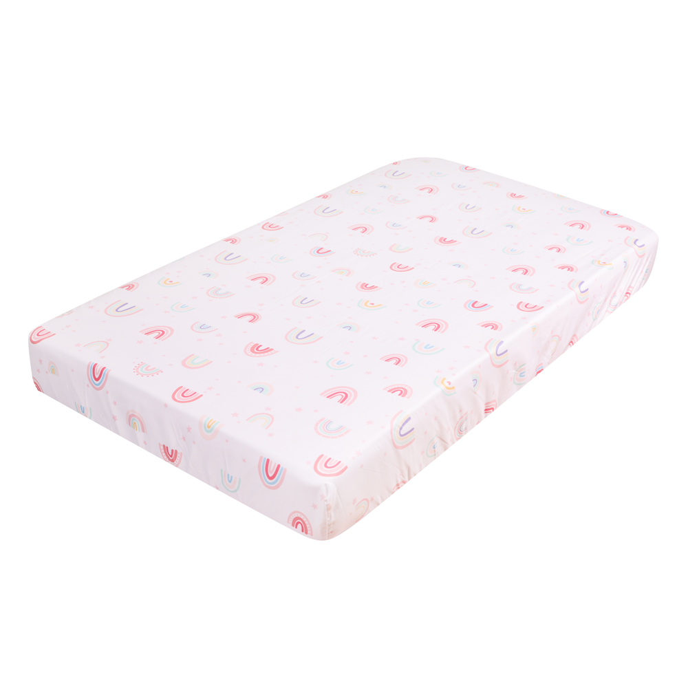 3 قطعة قوس قزح الطفل الرضيع سر - مراجعة Baby Nursery Bedding وسعره