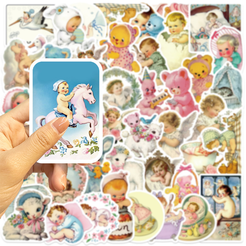 50 قطعة ملصقات أطفال عتيقة لطي - مراجعة Baby Nursery Vintage وسعره