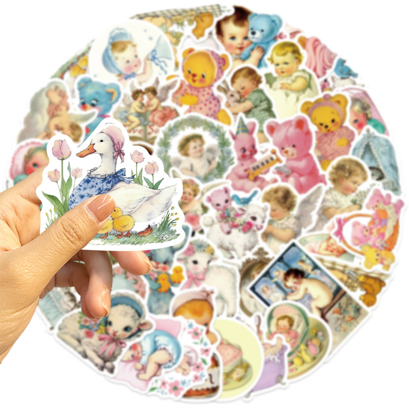 50 قطعة ملصقات أطفال عتيقة لطي - مراجعة Baby Nursery Vintage وسعره