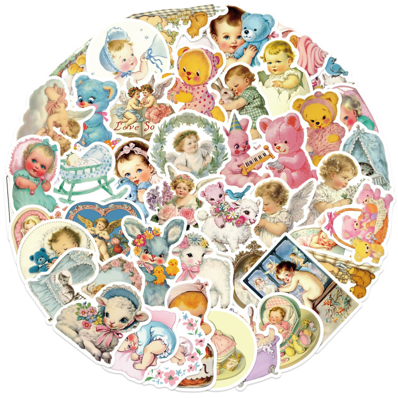 50 قطعة ملصقات أطفال عتيقة لطي - مراجعة Baby Nursery Vintage وسعره