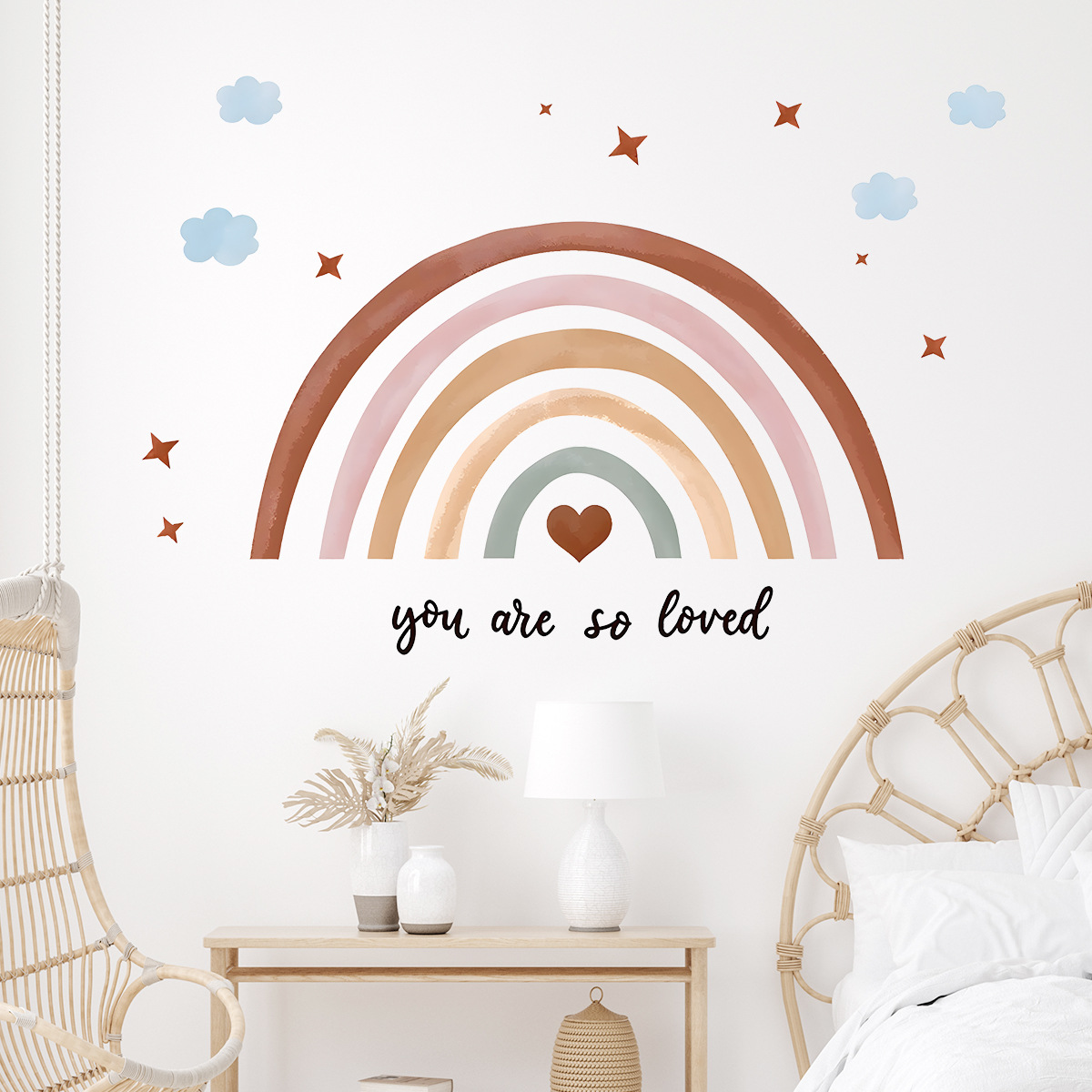 ملصق حائط بوهو بألوان قوس قزح  - مراجعة Baby Nursery Peel And Stick Wallpaper وسعره