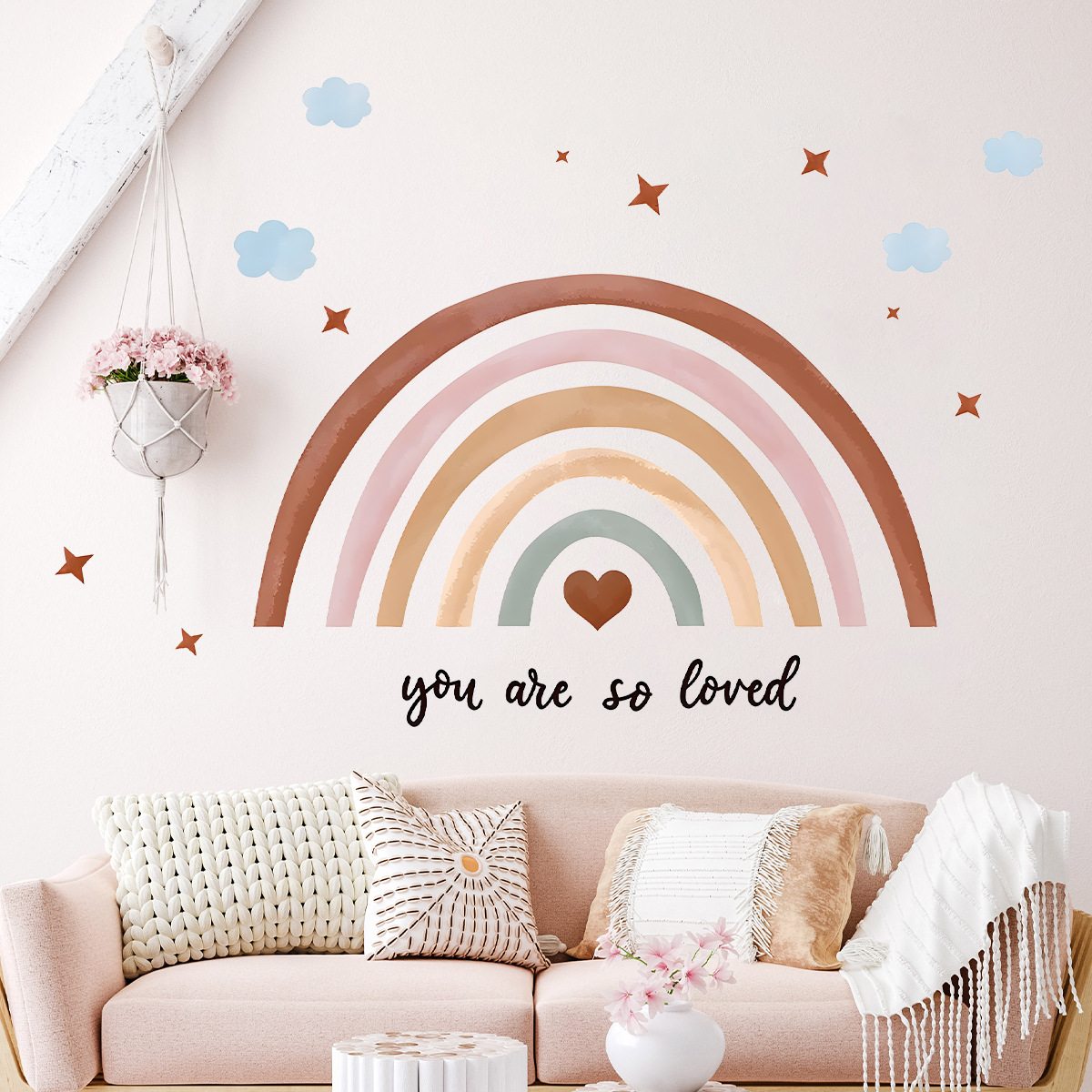 ملصق حائط بوهو بألوان قوس قزح  - مراجعة Baby Nursery Peel And Stick Wallpaper وسعره