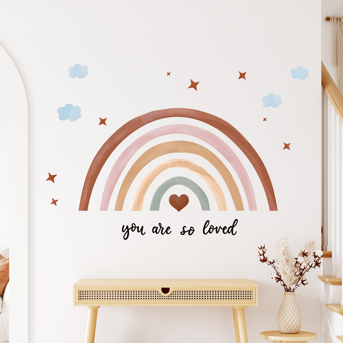 ملصق حائط بوهو بألوان قوس قزح  - مراجعة Baby Nursery Peel And Stick Wallpaper وسعره