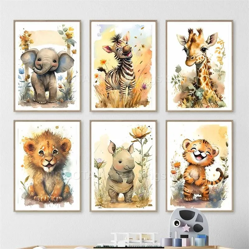 المائية الأسد الزرافة النمر ال - مراجعة Baby Nursery Posters وسعره