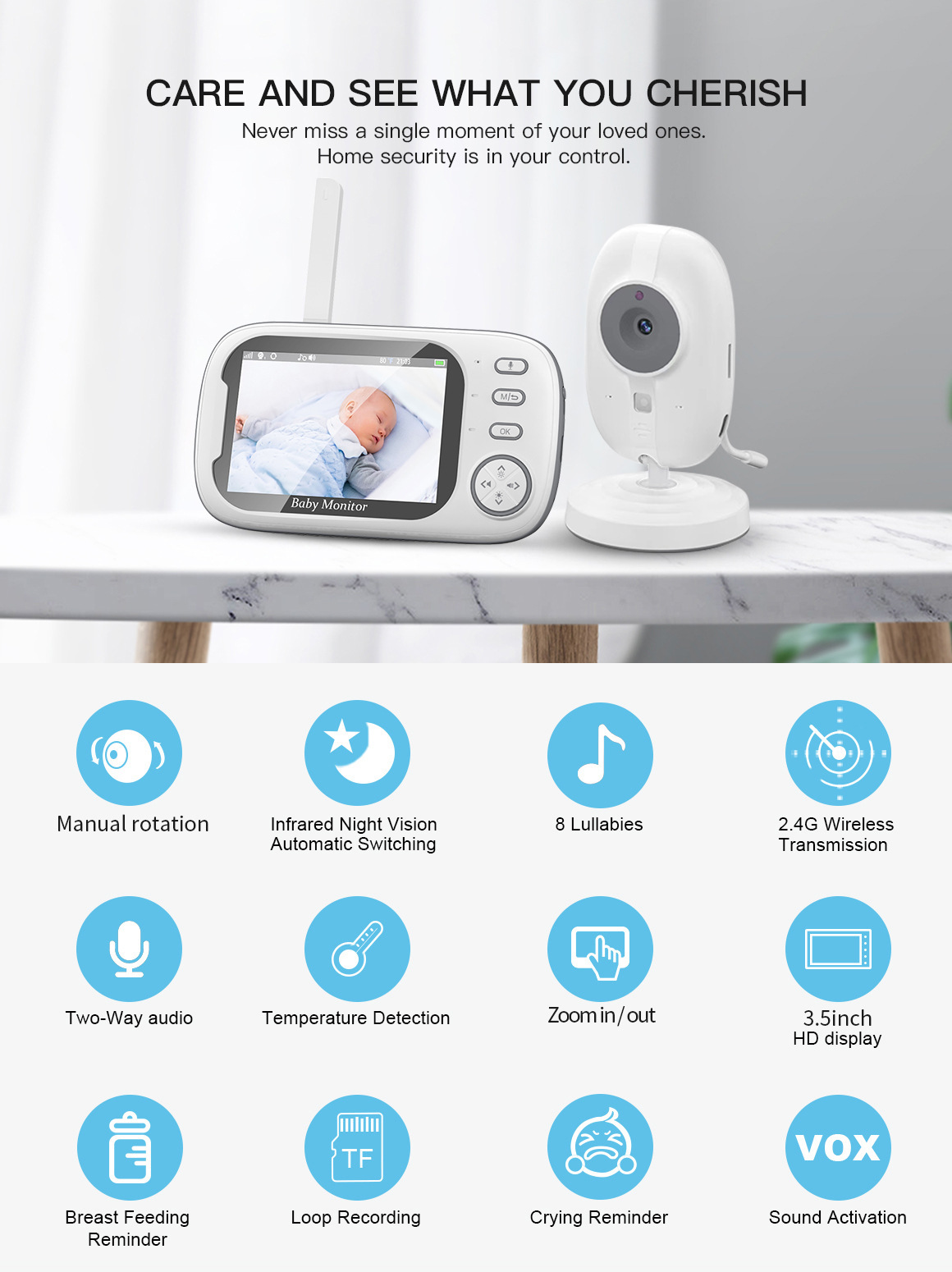 جهاز مراقبة الأطفال HTMCK بشاش - مراجعة Wearable Baby Monitor وسعره