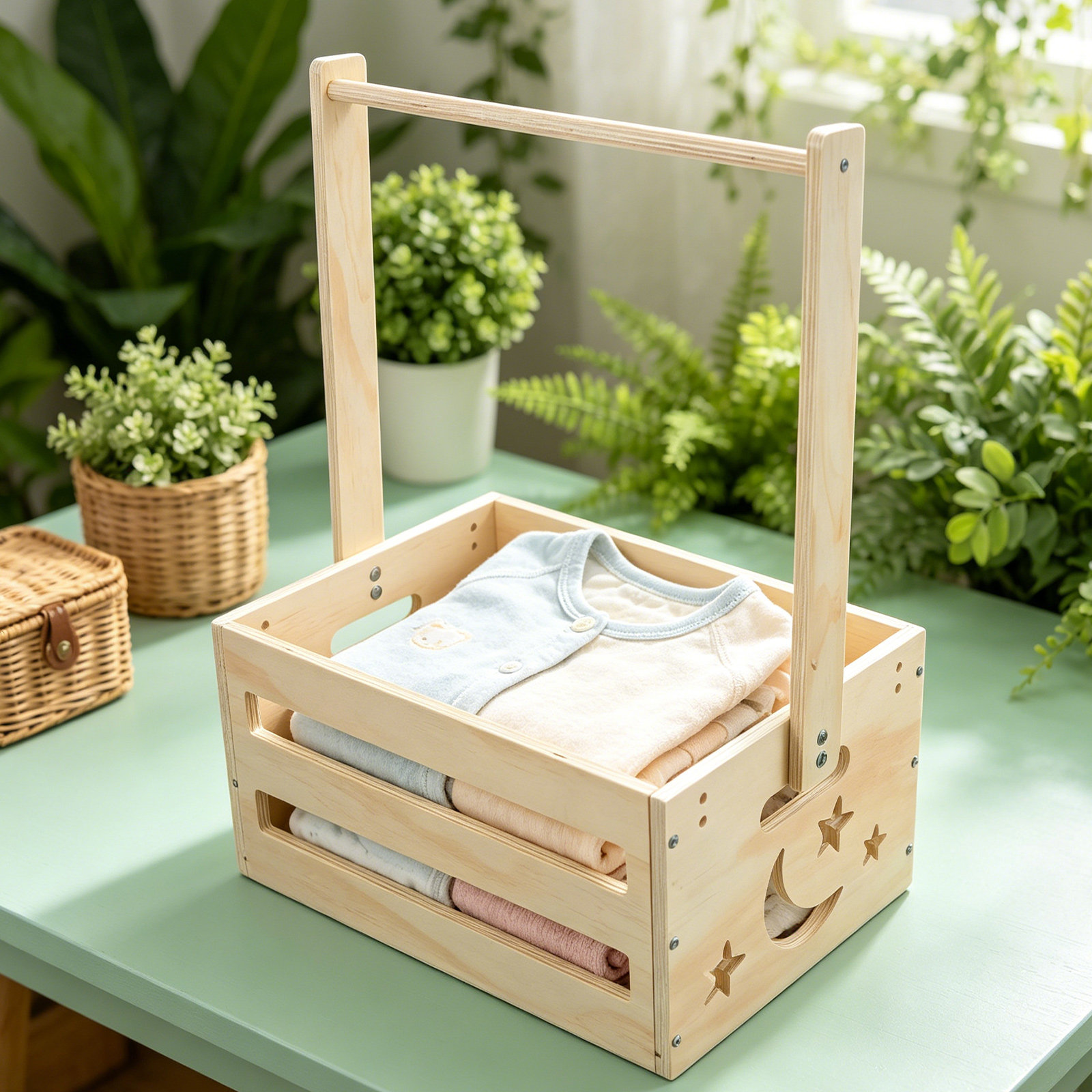 سلة غسيل خشبية محمولة لتخزين م - مراجعة Baby Nursery Closet Organization وسعره