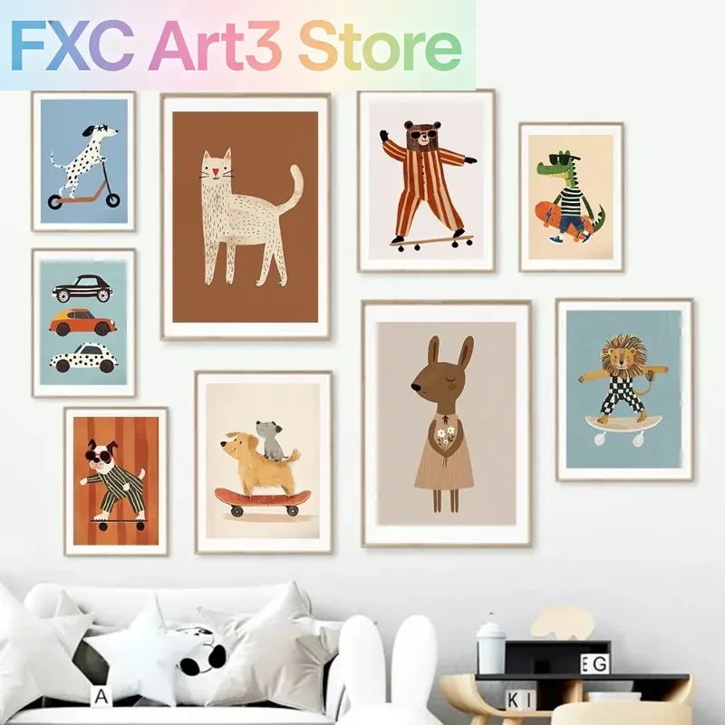 لوحة فنية بدون إطار لحيوانات م - مراجعة Baby Nursery Posters وسعره